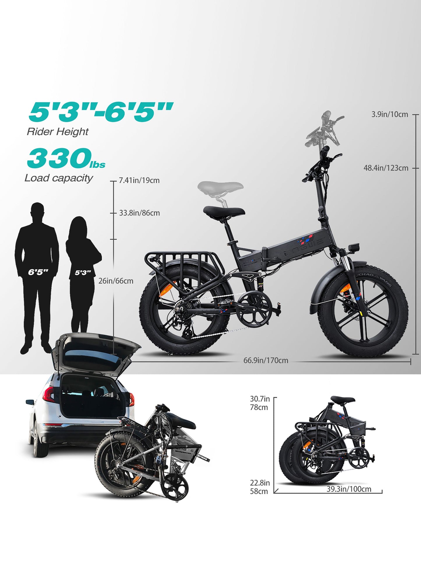 Engwe Engine Pro 750W Fat Tire Commuter Folding Electric Bike With Full Suspension