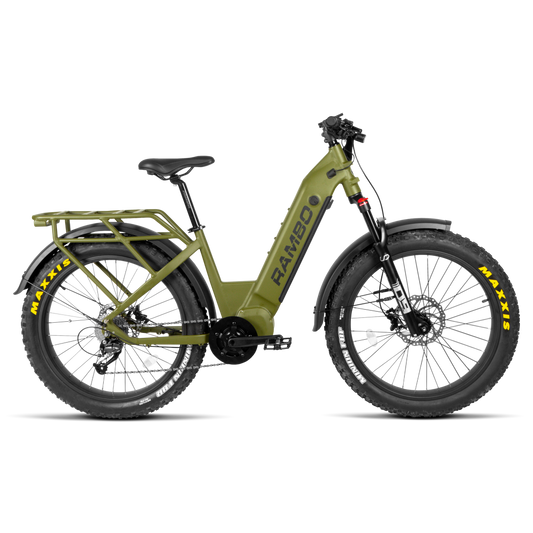 Rambo Rebel 2.0 - 1000Watt Ultra Quiet Mid Drive Motor, Fat Tire Electric Hunting Bike