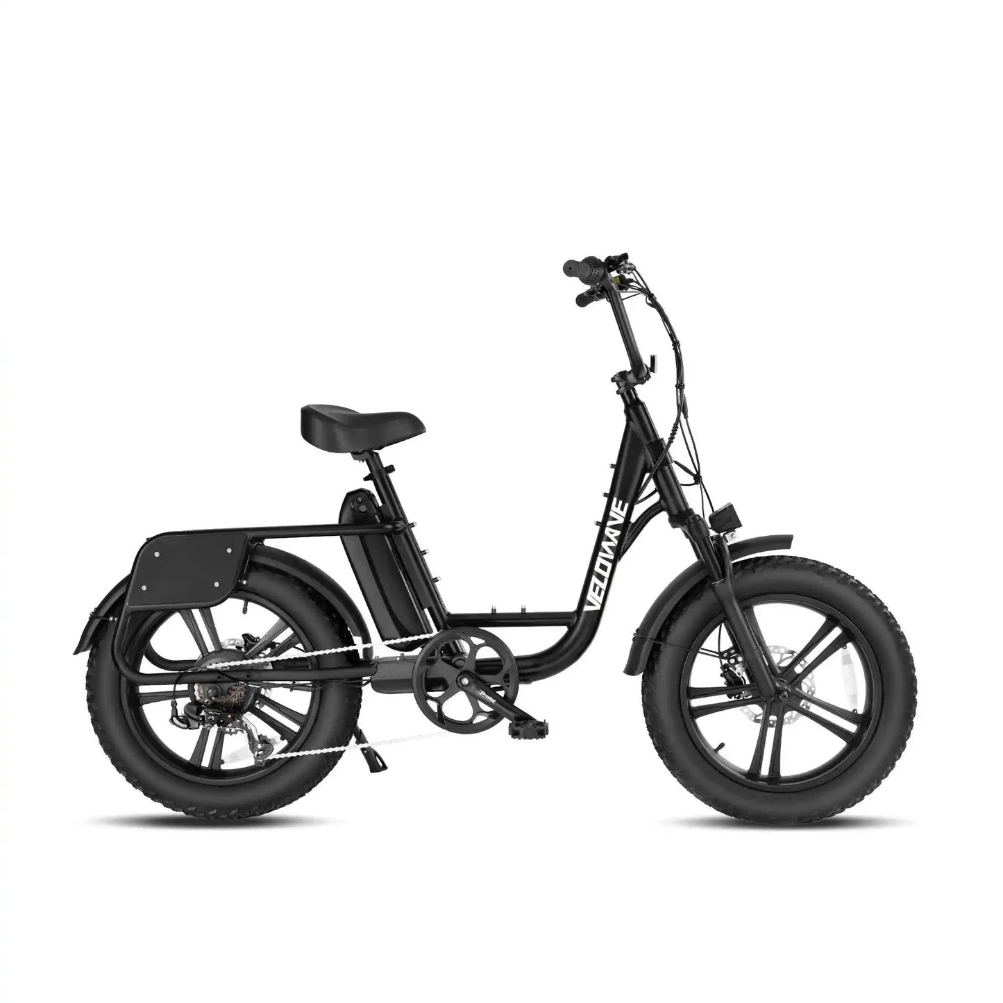 Velowave Prado S Commuter Step Thru Ebike - Fat Tire and Thick Saddle For Comfort Riding