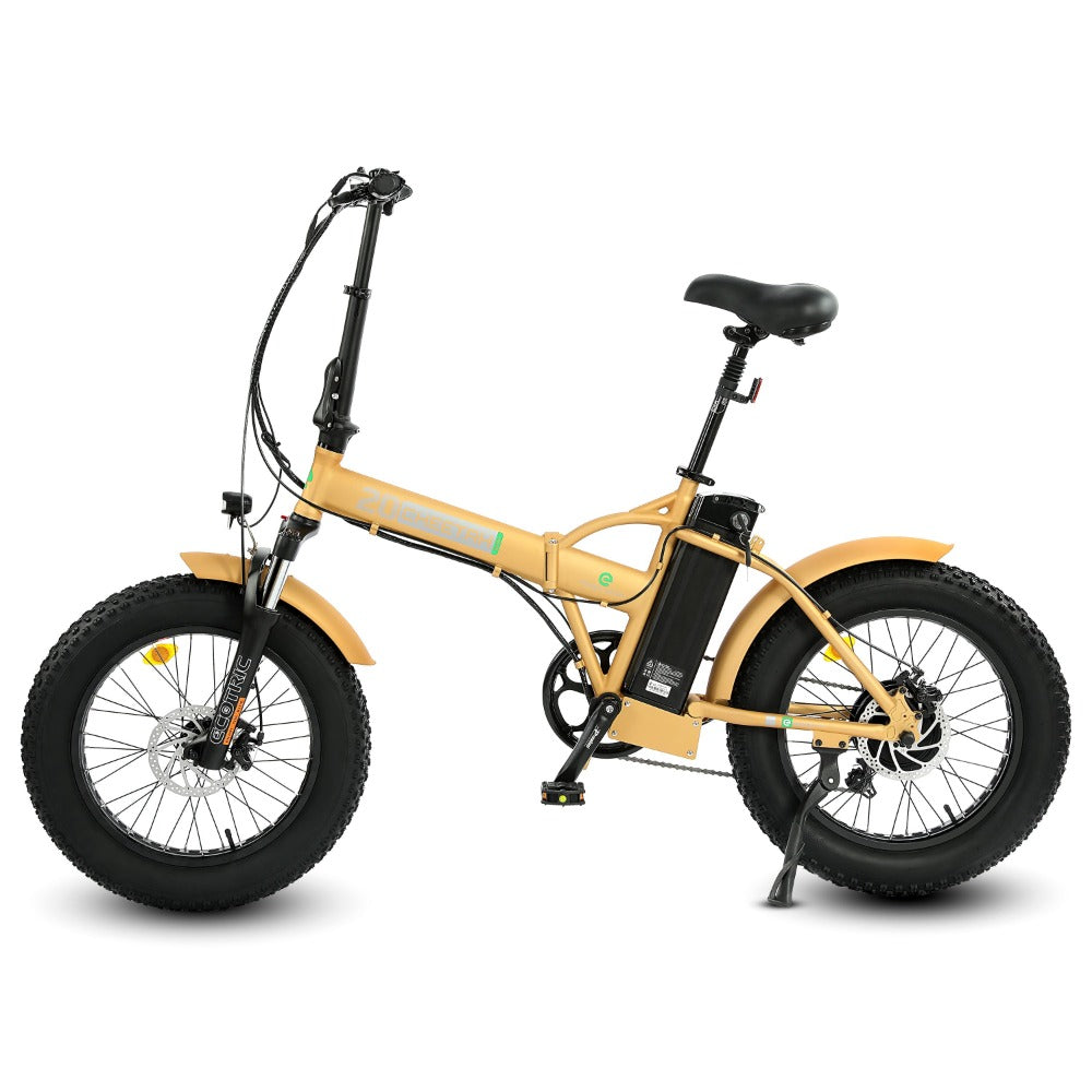 Ecotric 48v fat tire portable & store folding electric bike with lcd display