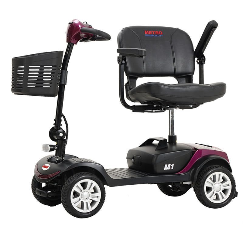 Metro Mobility M1 Portable 4-Wheel Foldable Mobility Scooter - Long Distance, 300lbs Weight Capacity w/ Flat Free Tires