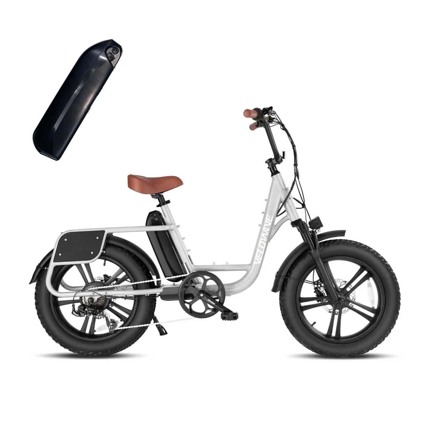 Velowave Prado S Commuter Step Thru Ebike - Fat Tire and Thick Saddle For Comfort Riding