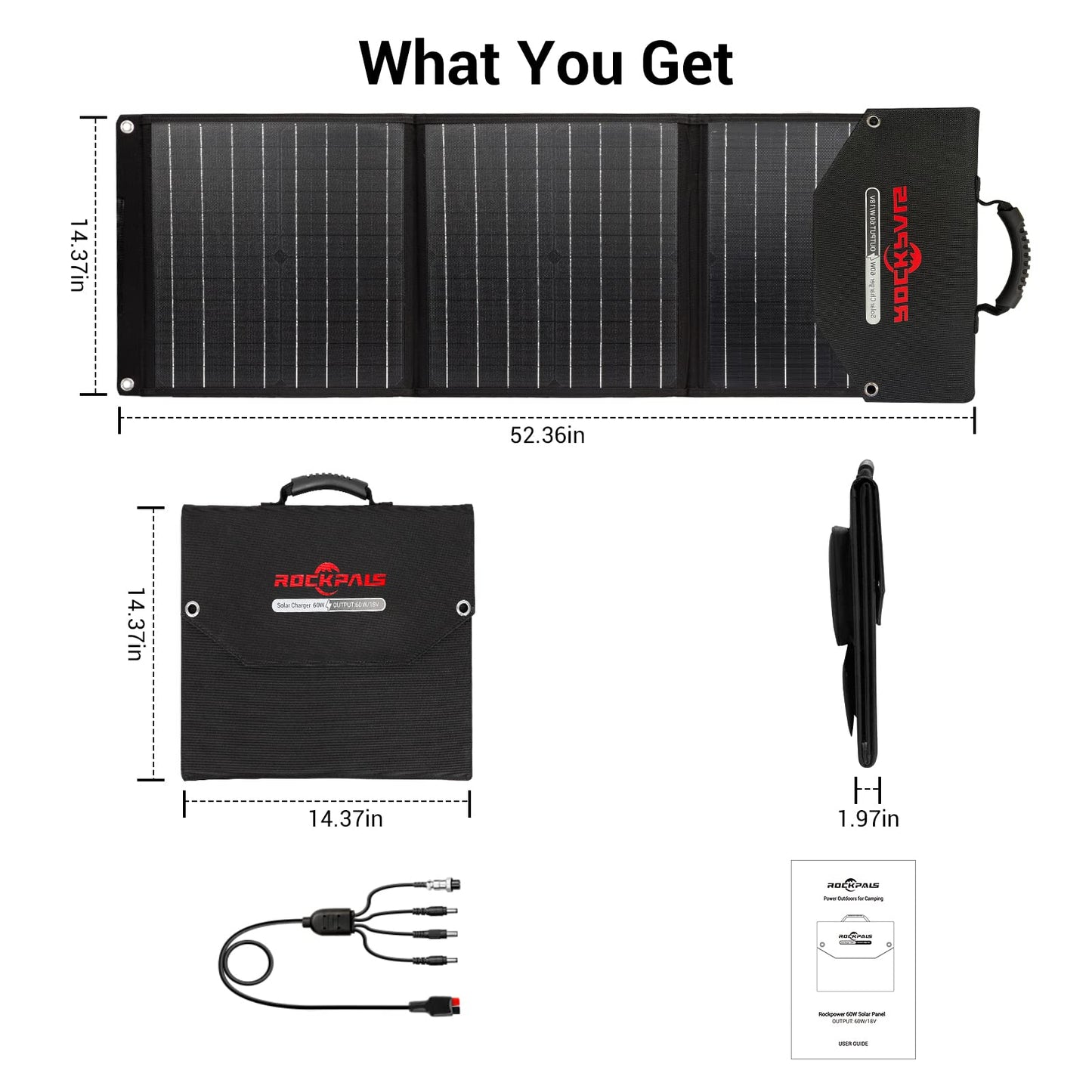 Rockpals RP081 - 60W Portable Solar Panel With Bracket