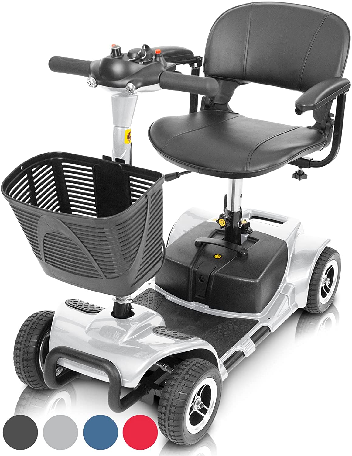 Vive Health Lightweight 4-Wheel Folding Mobility Scooter - Long Distance, Adjustable Swivel Seat w/ Anti Flat Tires For Seniors
