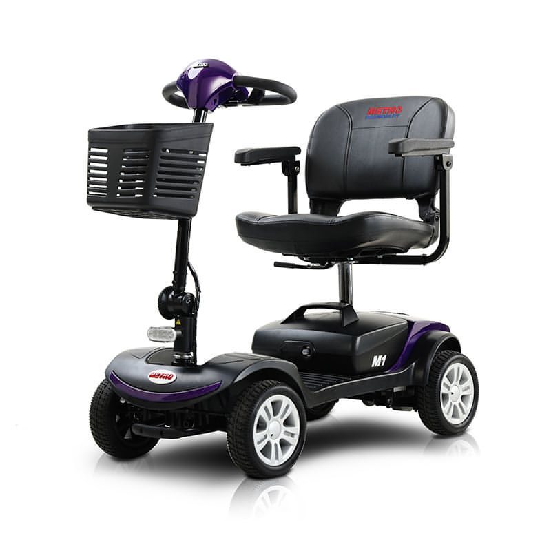 Metro Mobility M1 Portable 4-Wheel Foldable Mobility Scooter - Long Distance, 300lbs Weight Capacity w/ Flat Free Tires