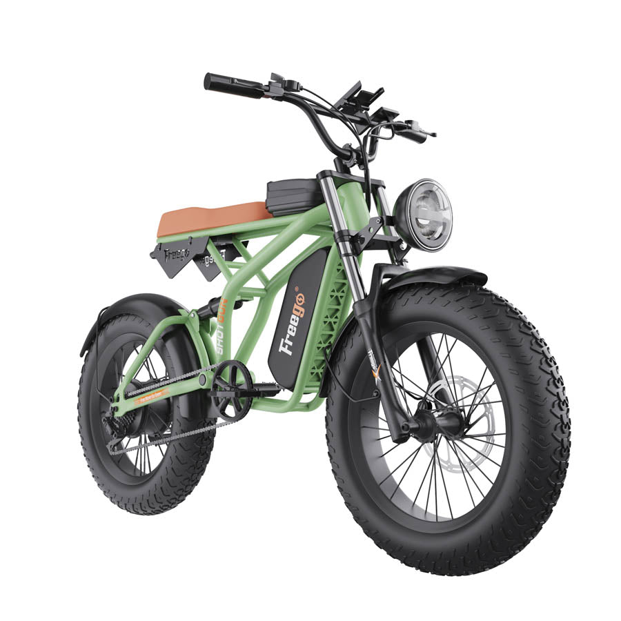 Freego F1 Pro(Camouflage Green) Fat Tires Off Road Electric Bike 1400W Powerful Motor 7 Speed Gears