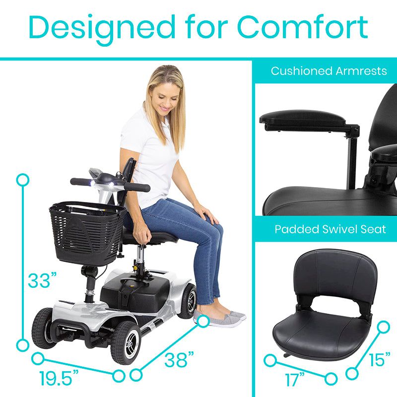 4 Wheel Mobility Scooter - Electric Long Range Powered Wheelchair