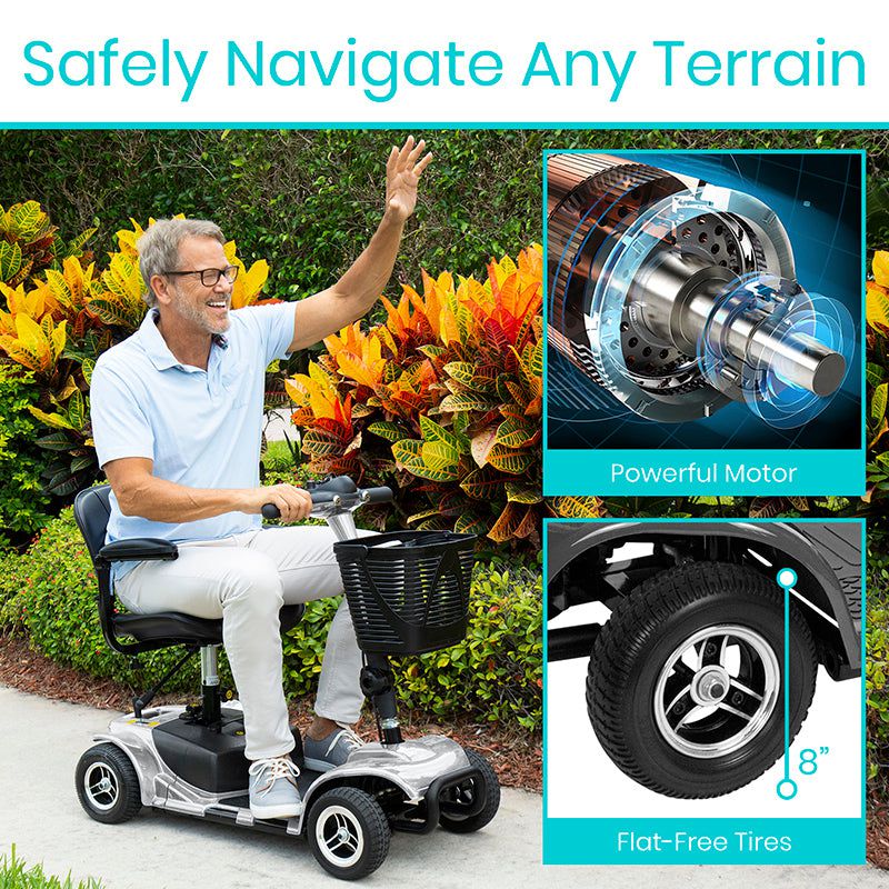 4 Wheel Mobility Scooter - Electric Long Range Powered Wheelchair