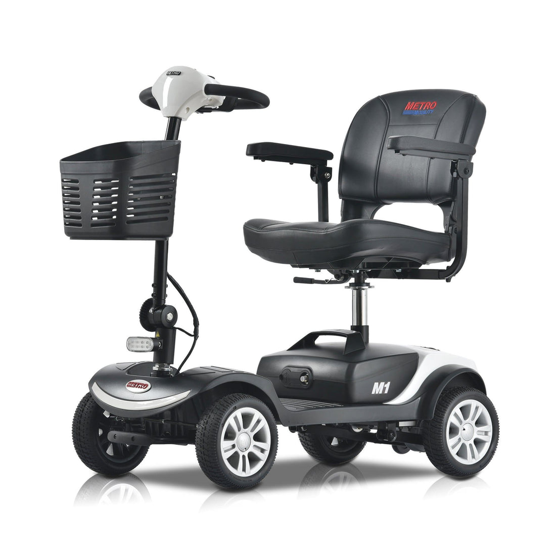 Metro Mobility M1 Portable 4-Wheel Foldable Mobility Scooter - Long Distance, 300lbs Weight Capacity w/ Flat Free Tires
