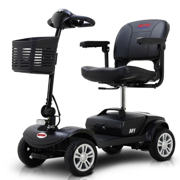Metro Mobility M1 Portable 4-Wheel Foldable Mobility Scooter - Long Distance, 300lbs Weight Capacity w/ Flat Free Tires
