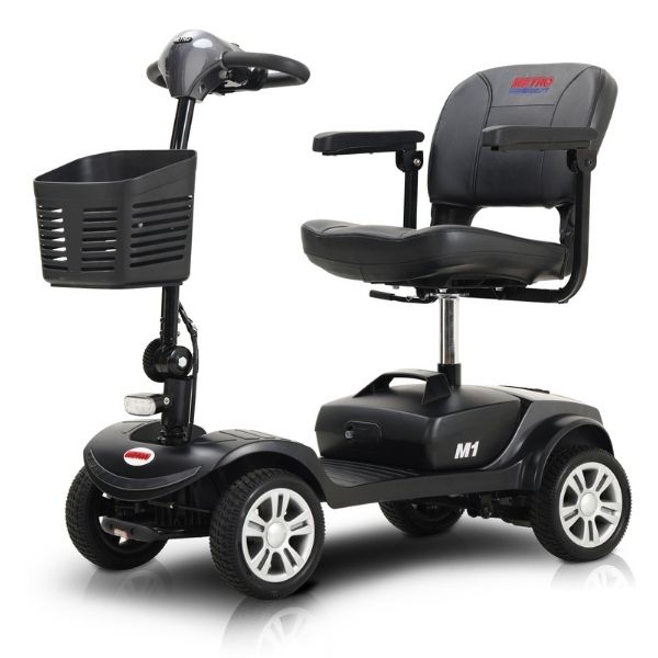 Metro Mobility M1 Portable 4-Wheel Foldable Mobility Scooter - Long Distance, 300lbs Weight Capacity w/ Flat Free Tires