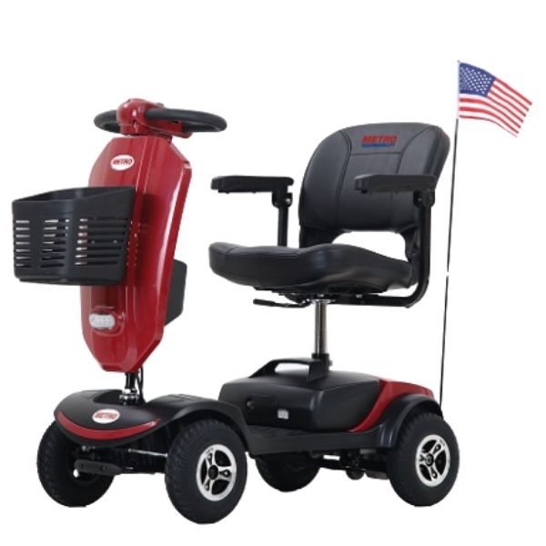 Metro Mobility Patriot 4 Wheel Mobility Scooter - Heavy Duty w Comfort Rear Suspension and Electromagnetic Brake System, 300 Lbs Weight Capacity
