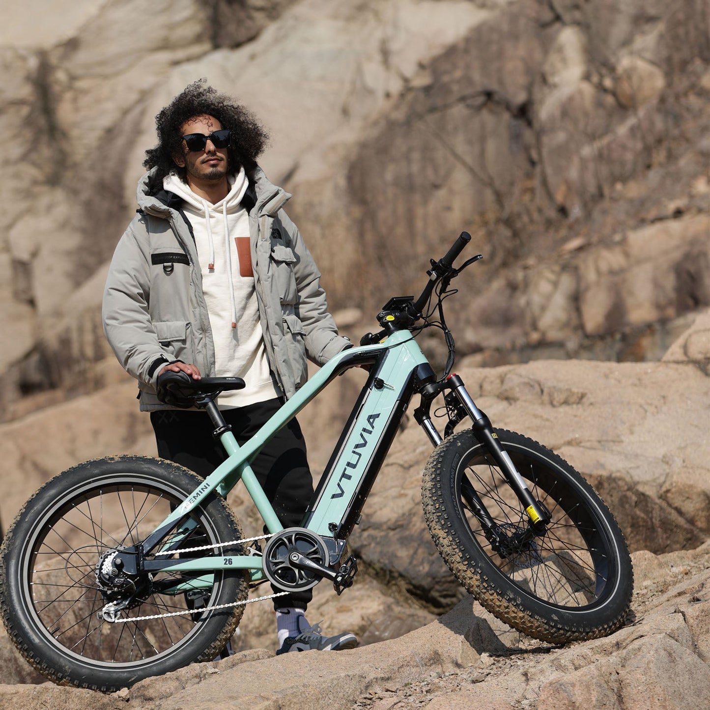 Vtuvia Gemini 1000W Anti-Puncture Fat Tire Electric Mountain Bike - Extra Long Range Distance