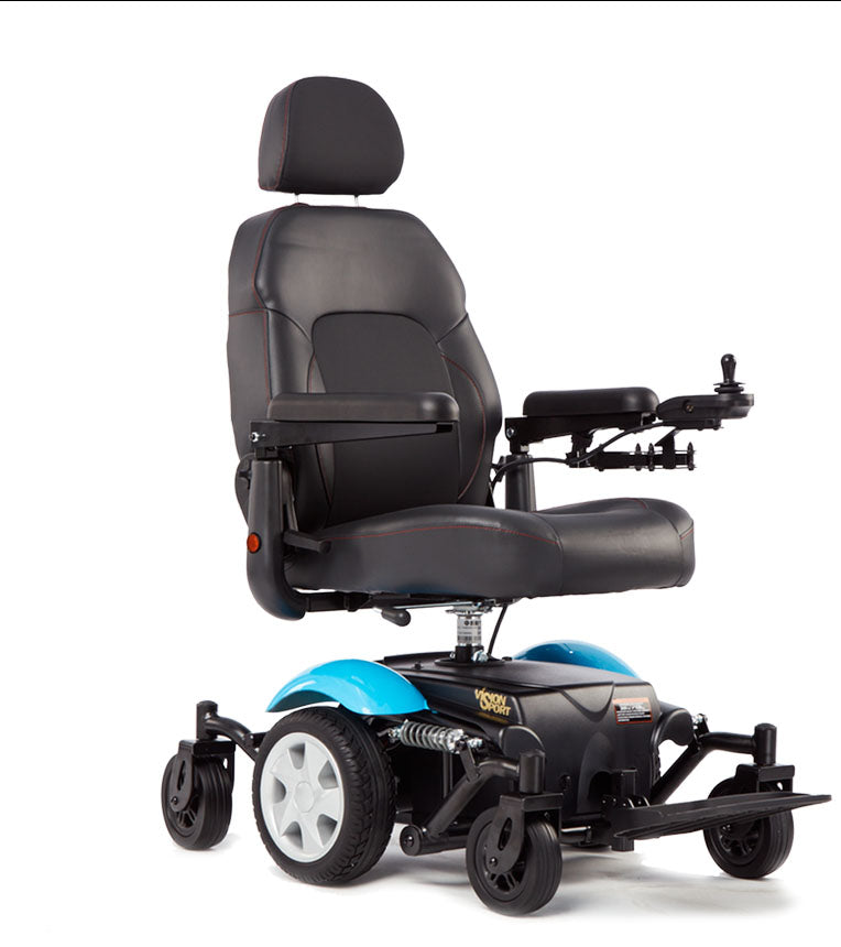 Merits P326A Vision Sport Folding Power Wheelchair - up to 135° Recline, 300lbs Weight Capacity, Solid Anti Flat Tires