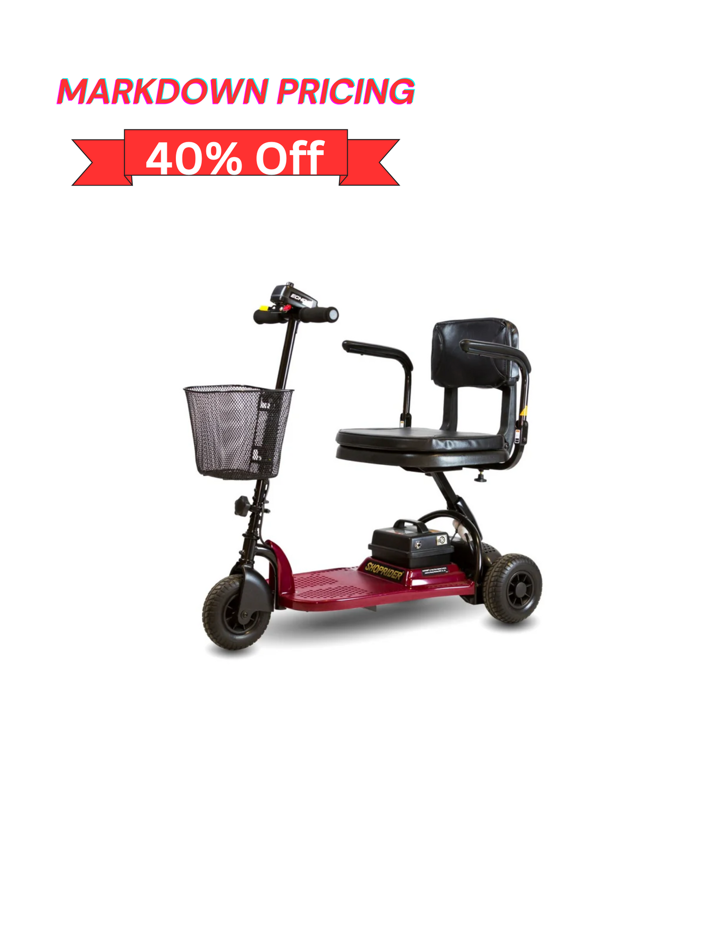 Shoprider Echo 3 Wheel Lightweight Mobility Scooter, Precise Turning - Portable For Travel and On the Go, Anti-Flat Tires For Seniors