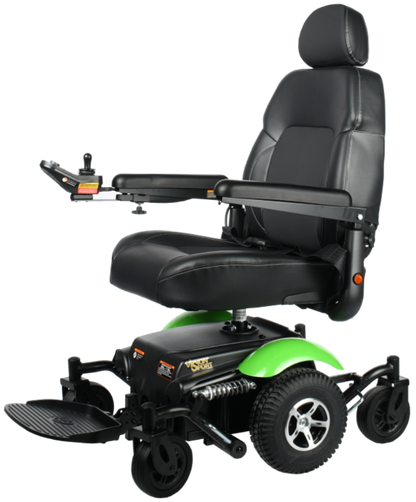 Merits P326A Vision Sport Folding Power Wheelchair - up to 135° Recline, 300lbs Weight Capacity, Solid Anti Flat Tires