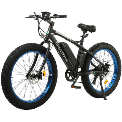 Ecotric Cheetah All Terrain Anti-Skid Fat Tire Beach Snow Electric Bike w/ 500W Brushless Motor For Long Lifespan, Dual Disk Brakes For Safety and Powerful Braking