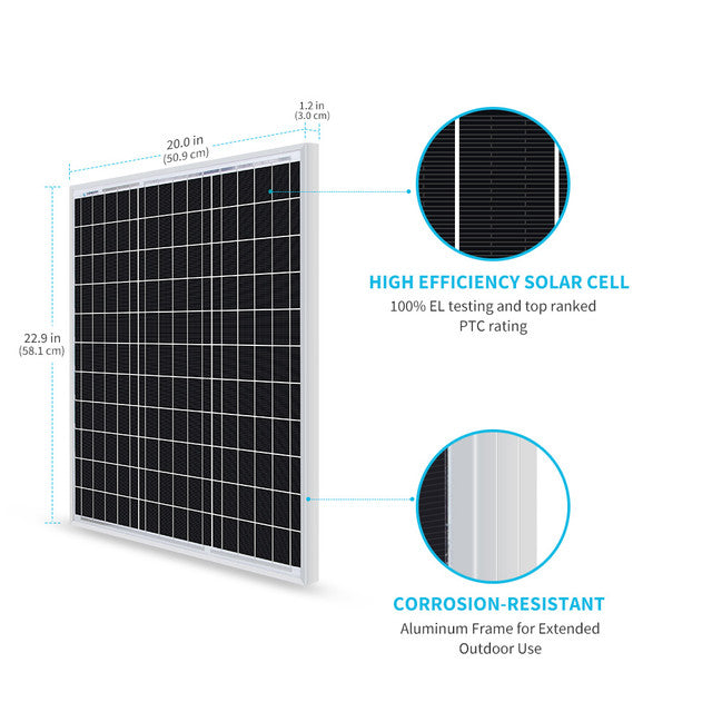 Renogy 50 Watt 12 Volt Monocrystalline Solar Panel