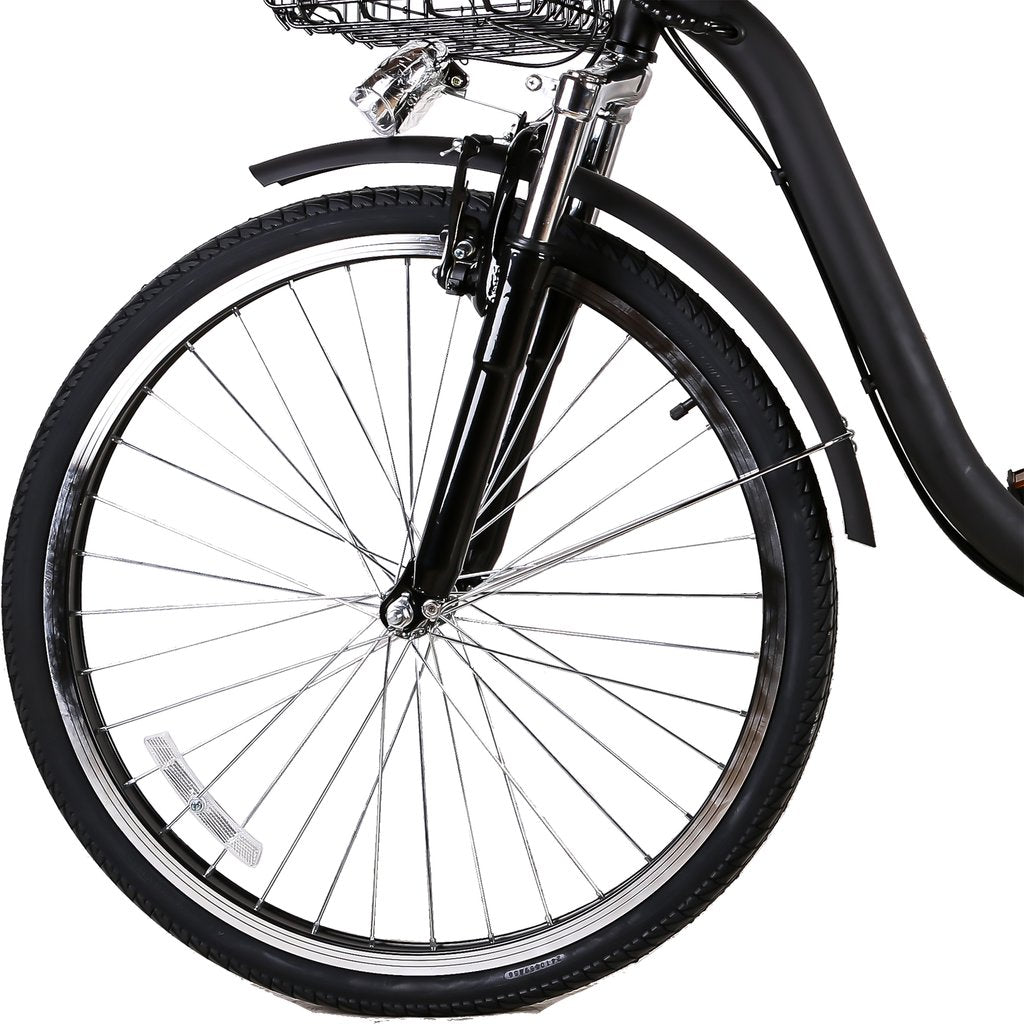 Nakto Camel City Electric Bicycle Men 26" Black with Basket