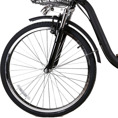 Nakto Camel City Electric Bicycle Men 26" Black with Basket