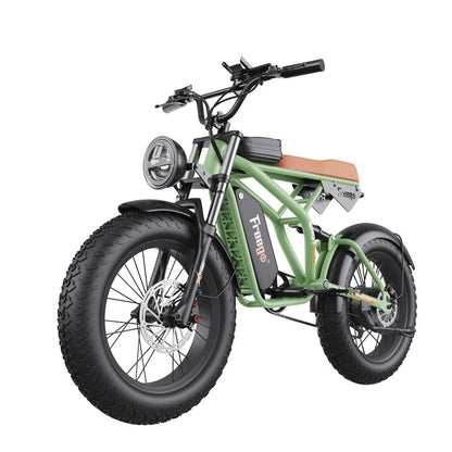 Freego F1 Pro(Camouflage Green) Fat Tires Off Road Electric Bike 1400W Powerful Motor 7 Speed Gears