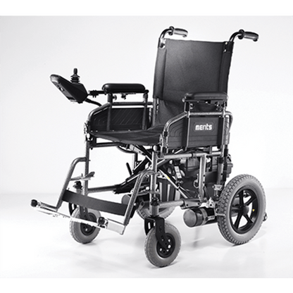 Merits Travel Ease P101 Long Distance Lightweight Folding Power Wheelchair  - 300 Lbs Weight Capacity, w/ Lifetime Warranty and Anti Flat Tires