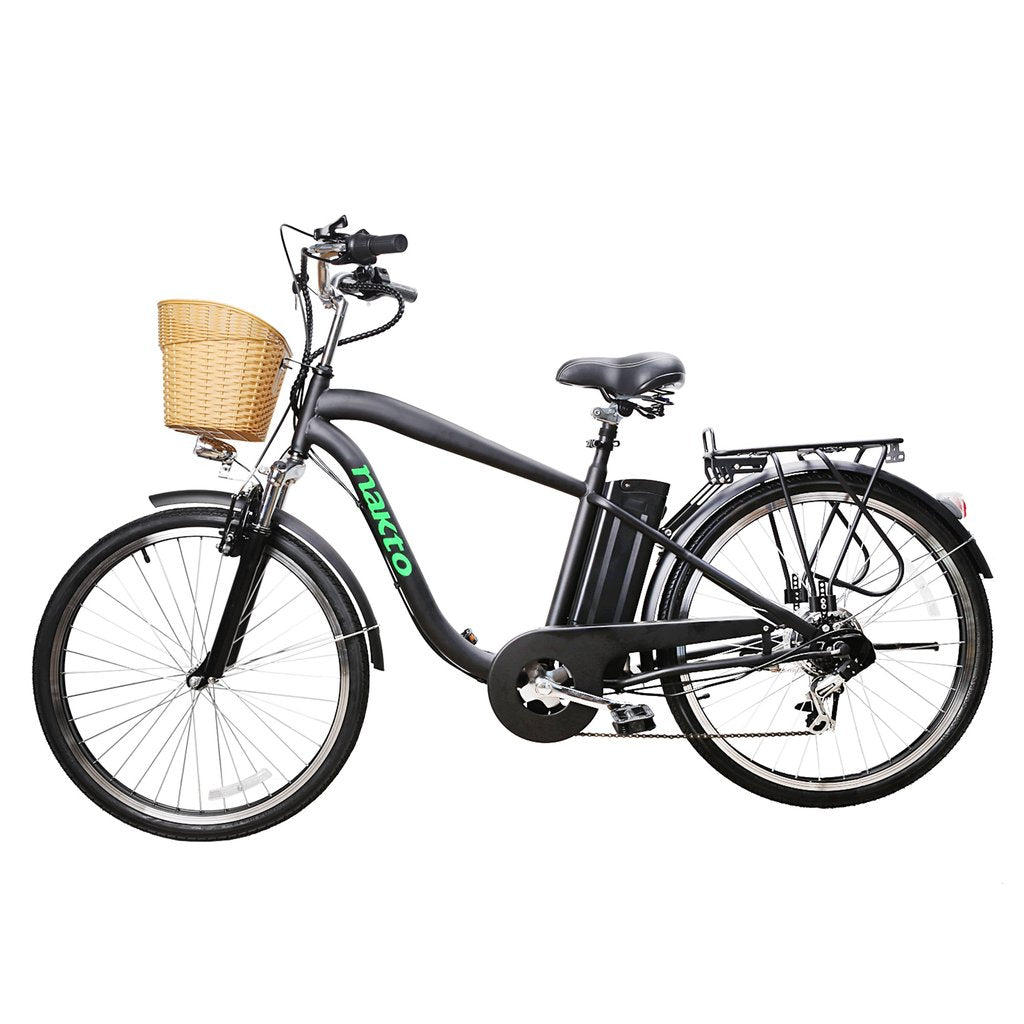 Nakto Camel City Electric Bicycle Men 26" Black with Basket