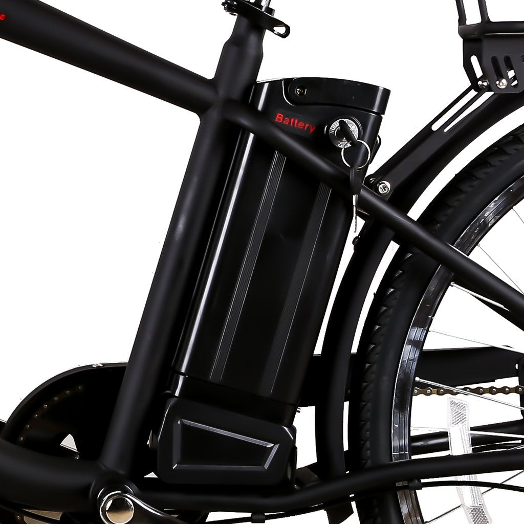 Nakto Camel City Electric Bicycle Men 26" Black with Basket