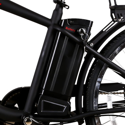 Nakto Camel City Electric Bicycle Men 26" Black with Basket