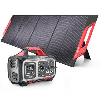 Rockpals Rockpower 500W Portable Power Station - Solar Generator for Camping Road Trip, Outdoor Adventure