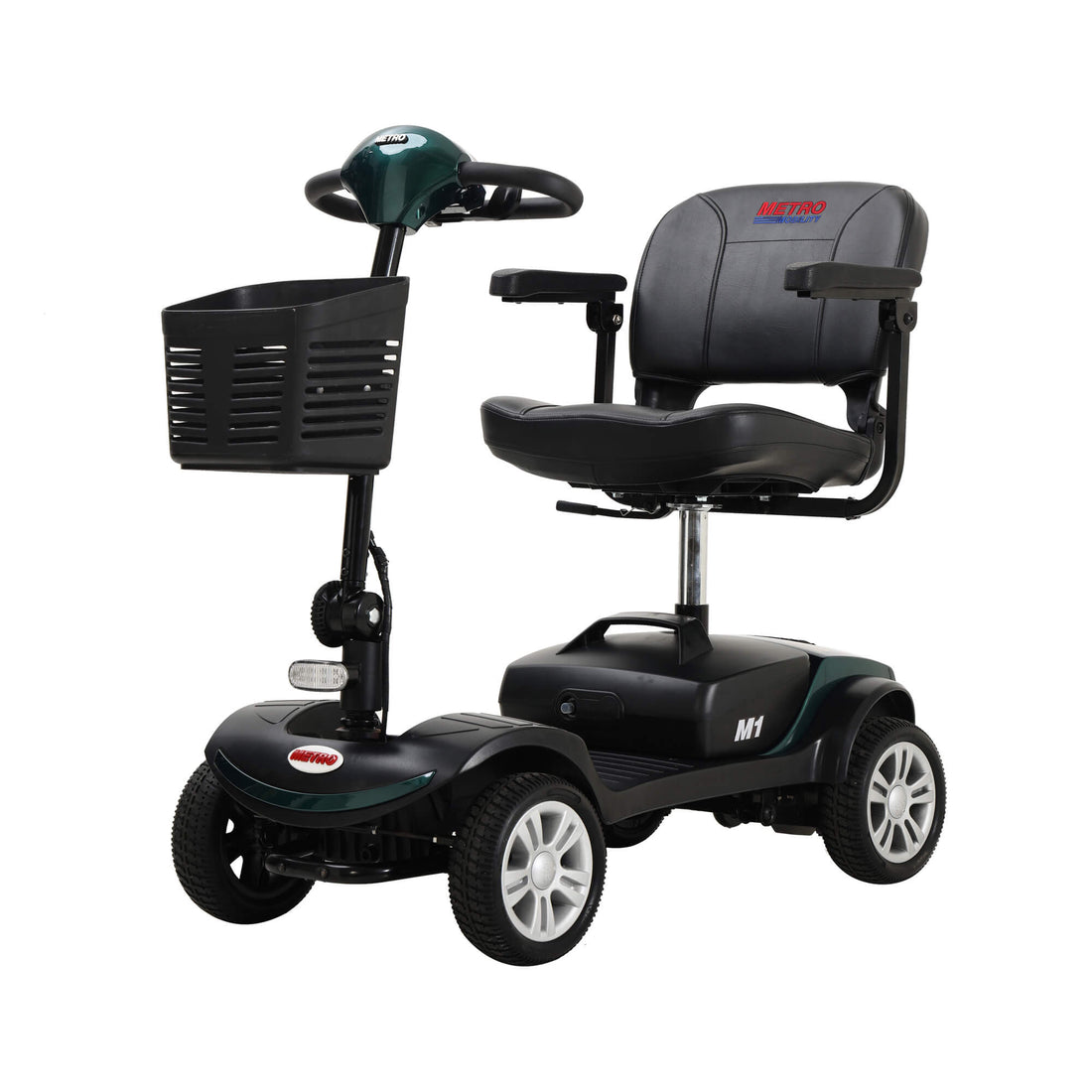 Metro Mobility M1 Portable 4-Wheel Foldable Mobility Scooter - Long Distance, 300lbs Weight Capacity w/ Flat Free Tires