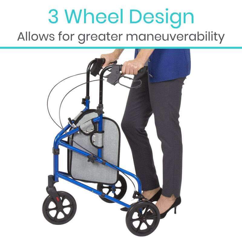 3 Wheel Walker Rollator - Lightweight Foldable Walking Transport