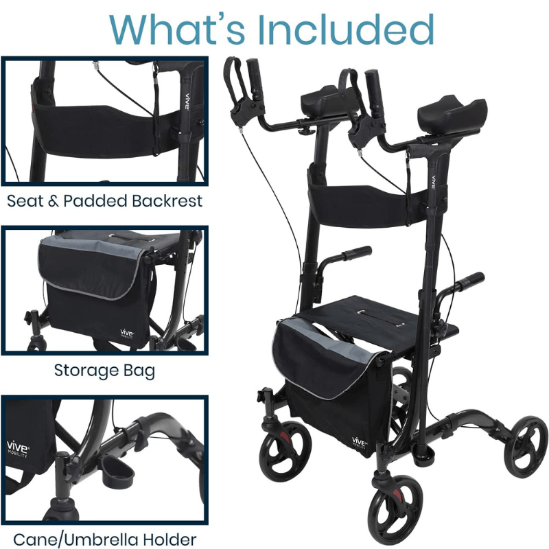 Upright Rollator - Walker with Foldable Transport Seat