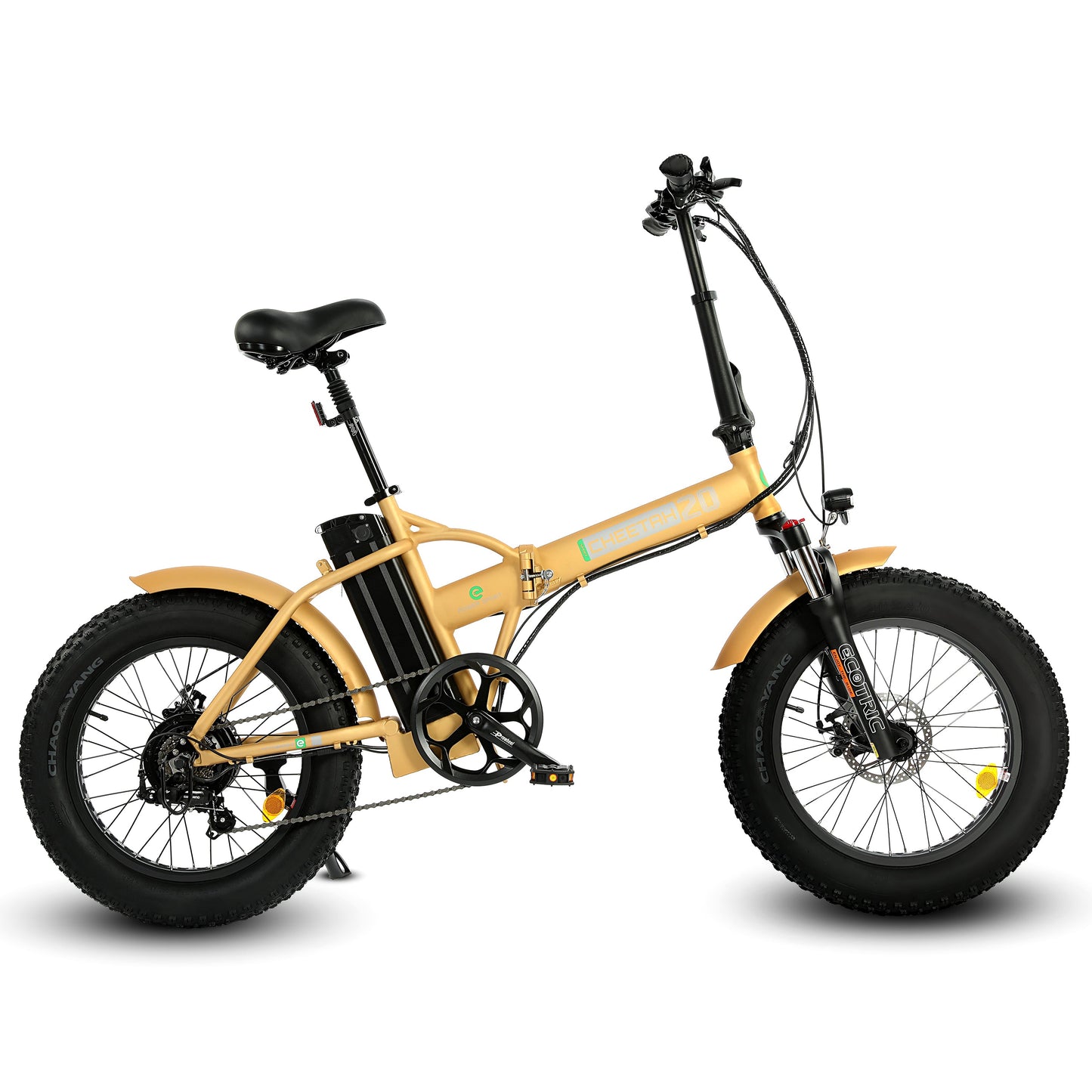 Ecotric 48V Portable Folding Fat Tire Long Distance eBike 500W Brushless Motor For Long Lifespan - w/ LCD Display For Leisure, Commuters, and Trail Riders