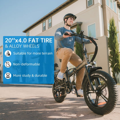 Rattan LF Pro 750W Motor Step Thru Fat Tire Foldable Electric Bike w/ Suspension Seat