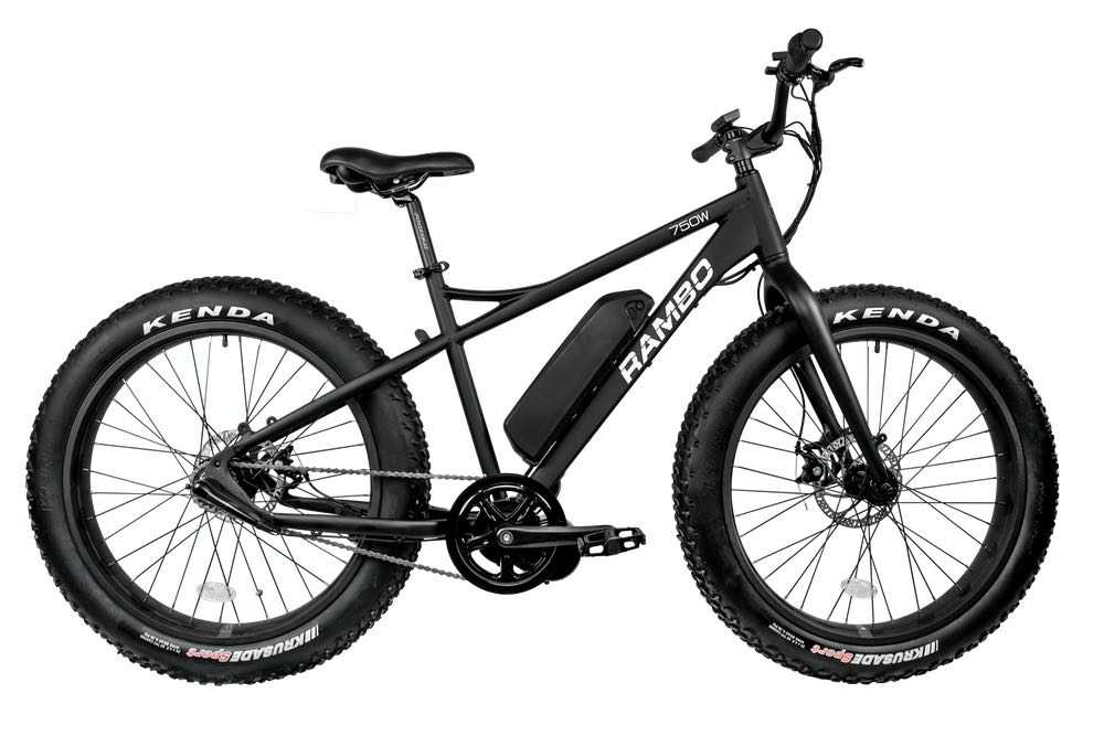 Rambo Savage Matte Black 750Watt Mid Drive Motor Fat Tire Electric Bike