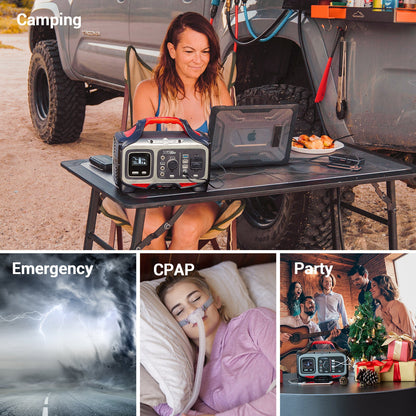 Rockpals Rockpower 300W Portable Power Station - Solar Generator AC Outlet, USB-C Input/Output, CPAP Backup for Outdoor Camping Emergency