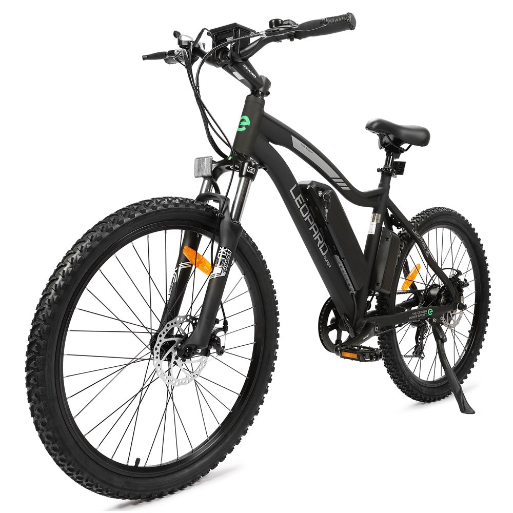 Ecotric Leopard All Terrain Tires Electric Mountain Bike - Suspension w/ Ultimate Comfort 500W - For Commuter, Trails, and Leisure Riders