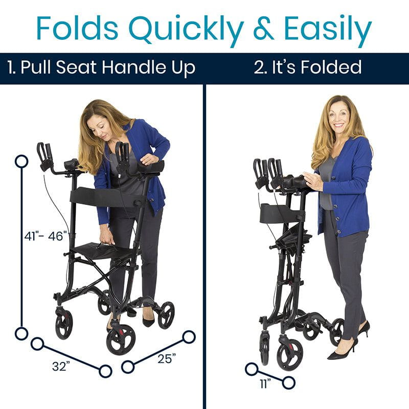 Upright Rollator - Walker with Foldable Transport Seat