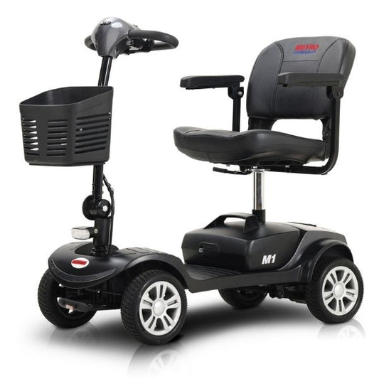 Metro Mobility M1 Portable 4-Wheel Foldable Mobility Scooter - Long Distance, 300lbs Weight Capacity w/ Flat Free Tires