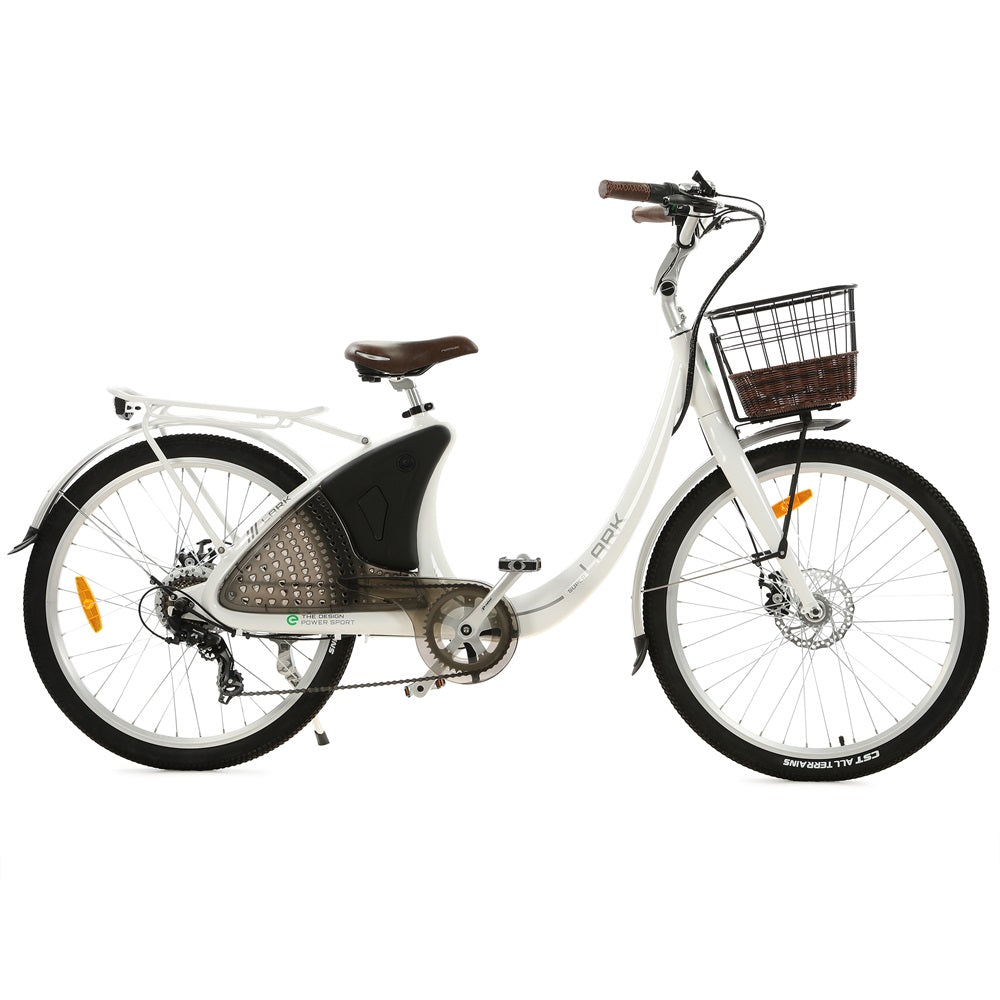 Ecotric Lark Step Thru 500W City Electric Bike For Women Leisure Riders With Basket and Rear Rack w/ USB