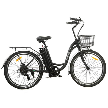 Ecotric Peacedove Step Thru Electric Bike w/ Basket and Rear Rack - City, Commuting w/ LCD Display
