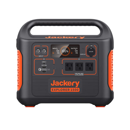 Jackery Explorer 1500 Portable Power Station - 3 x 110V/1800W AC Outlets, Solar Generator, for Home Use Backup, Emergency, RV Outdoor Camping
