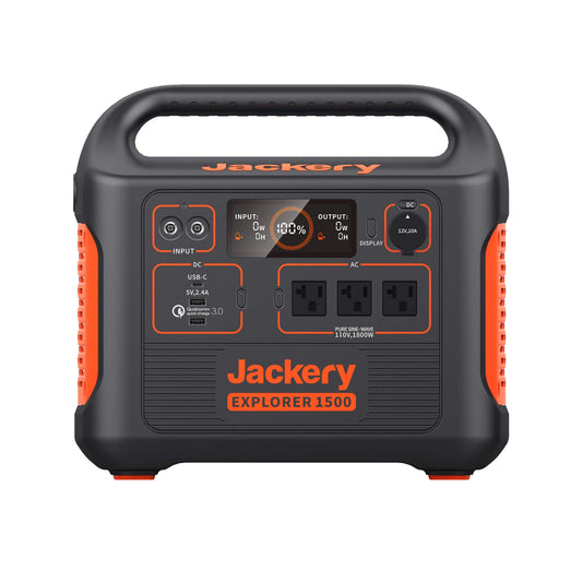 Jackery Explorer 1500 Portable Power Station - 3 x 110V/1800W AC Outlets, Solar Generator, for Home Use Backup, Emergency, RV Outdoor Camping