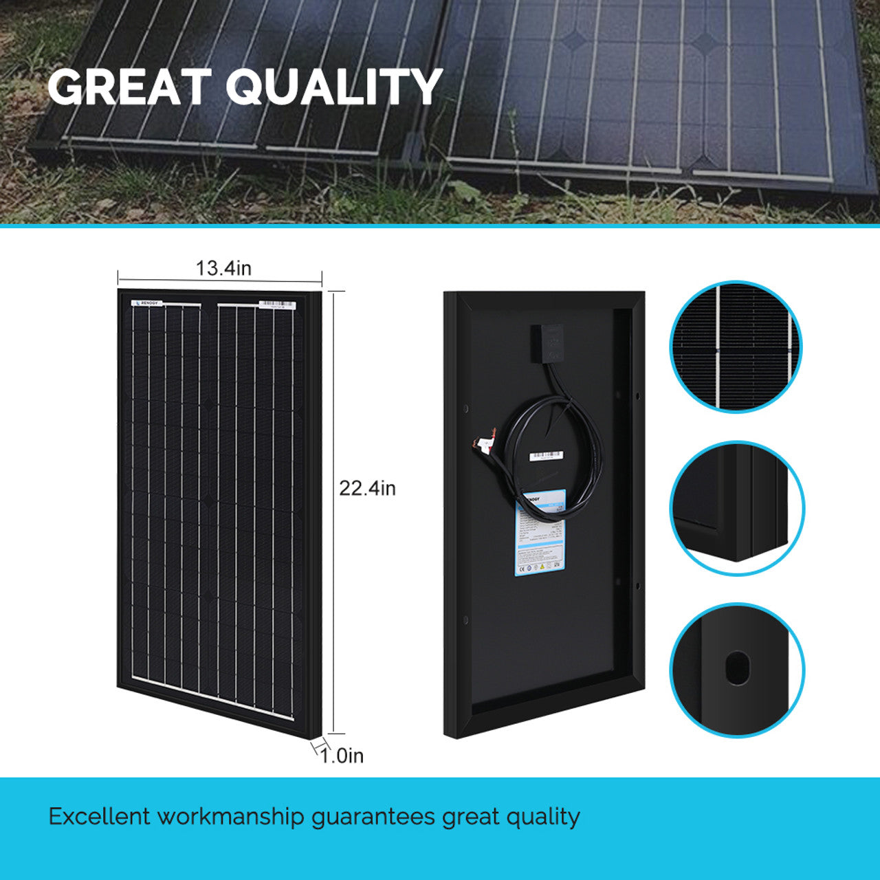 Renogy 30 Watt 12 Volt Monocrystalline Solar Panel (New Edition)