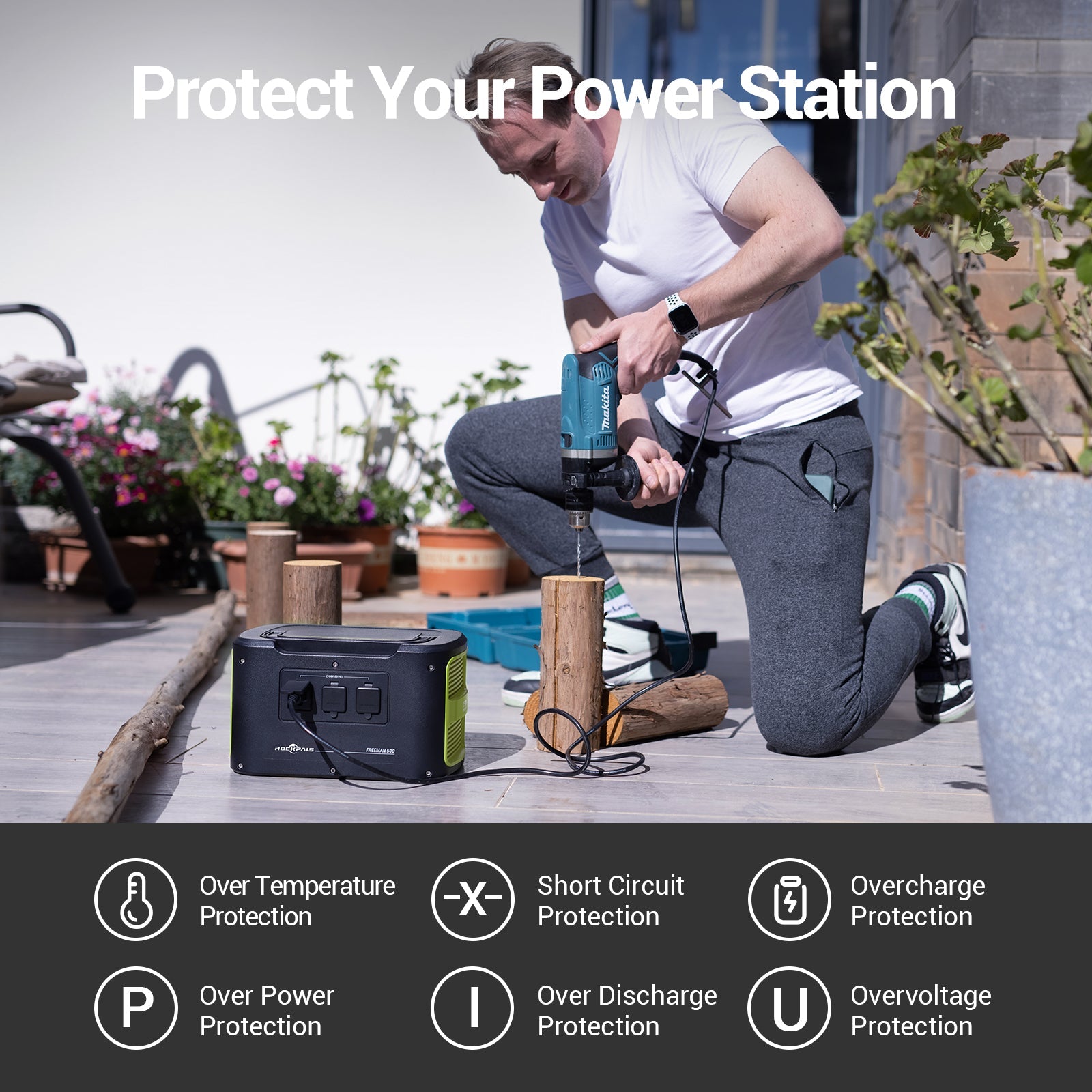 Rockpals Freeman 600W Portable Power Station - Solar Generator with Fast  Charging, 110V AC Outlets