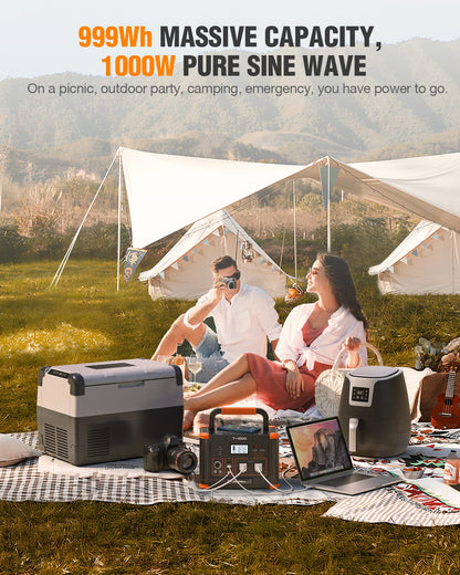 Portable Power Station 1000W with 200W Foldable Solar Panel