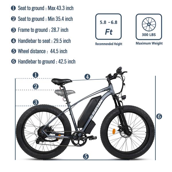 Rattan Pathfinder 750W Motor 48V 13AH Battery Fat Tire Electric Mountain Bike