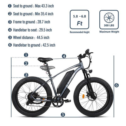 Rattan Pathfinder 750W Motor 48V 13AH Battery Fat Tire Electric Mountain Bike