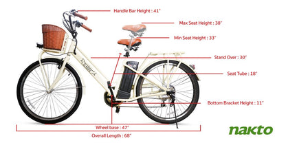 Nakto Classic City Step Thru Electric Bicycle 250W 26" White